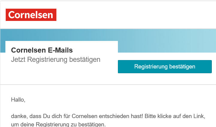 Screenshot Bestätigungs-E-Mail Cornelsen
