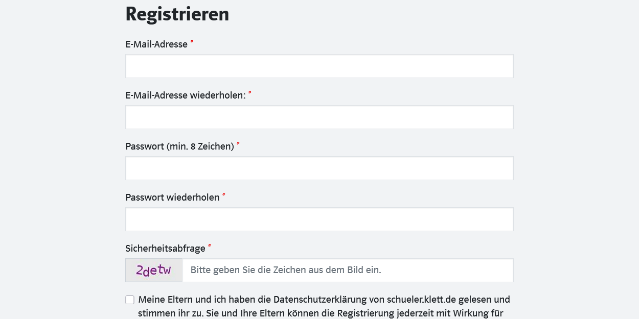 Screenshot Website Klett