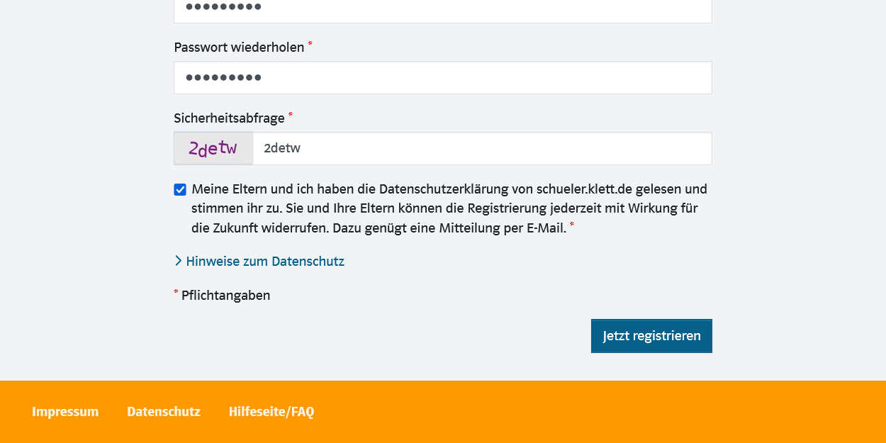 Screenshot Website Klett